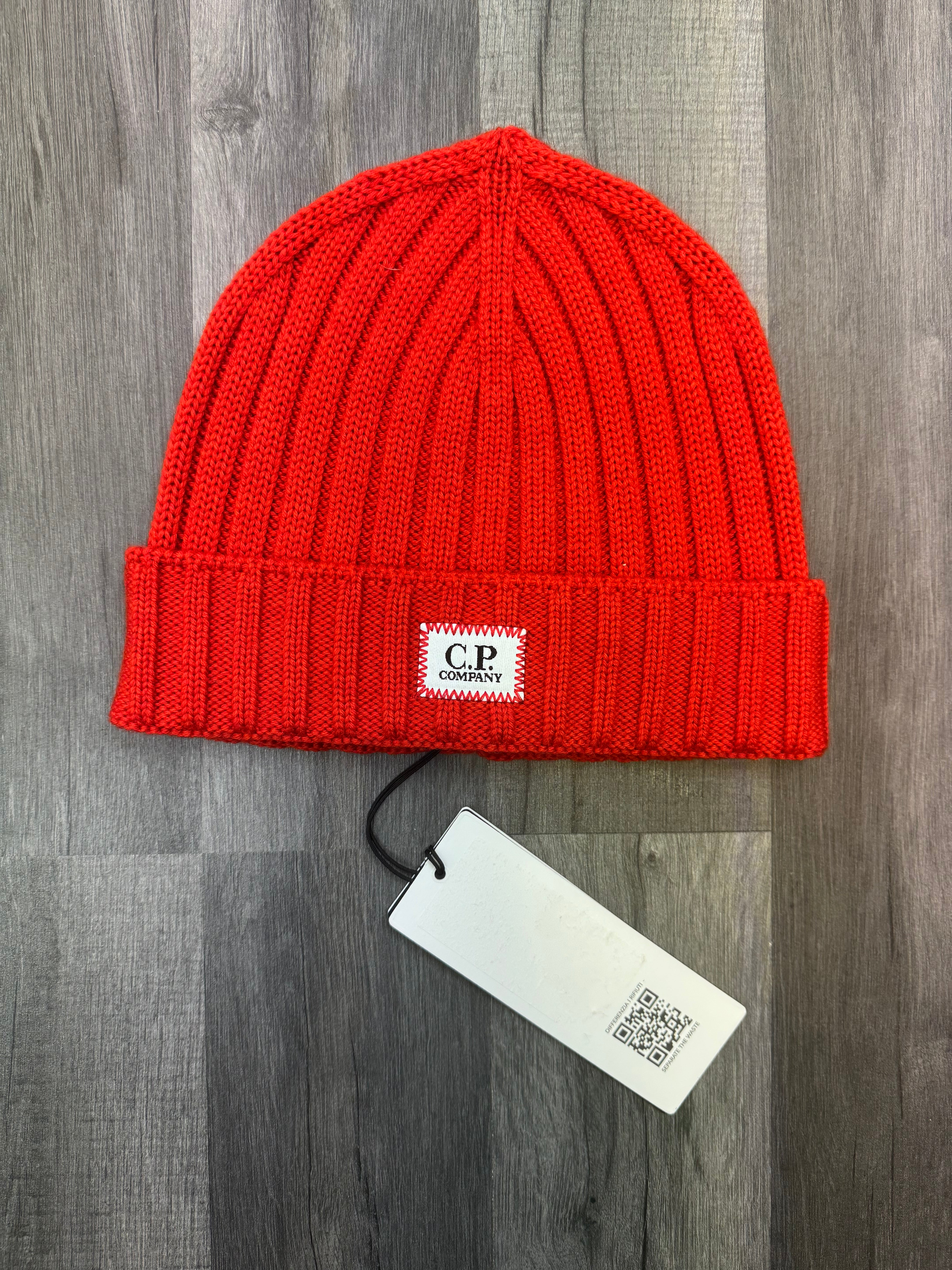 Beanie Red Cp Hat Company Goggle-detail Ribbed-wool Beanie Hat Red