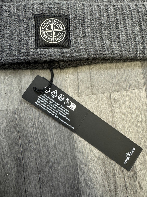 Stone Island Patch Logo Beanie - Grey