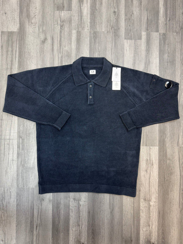 CP Company Polo Neck Knit Sweatshirt - Navy