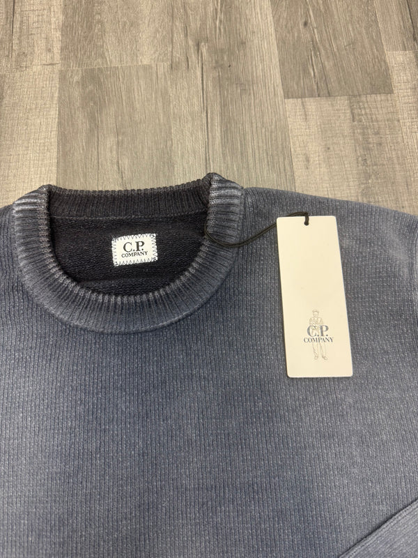 CP Company Logo Print Knit Sweatshirt - Blue