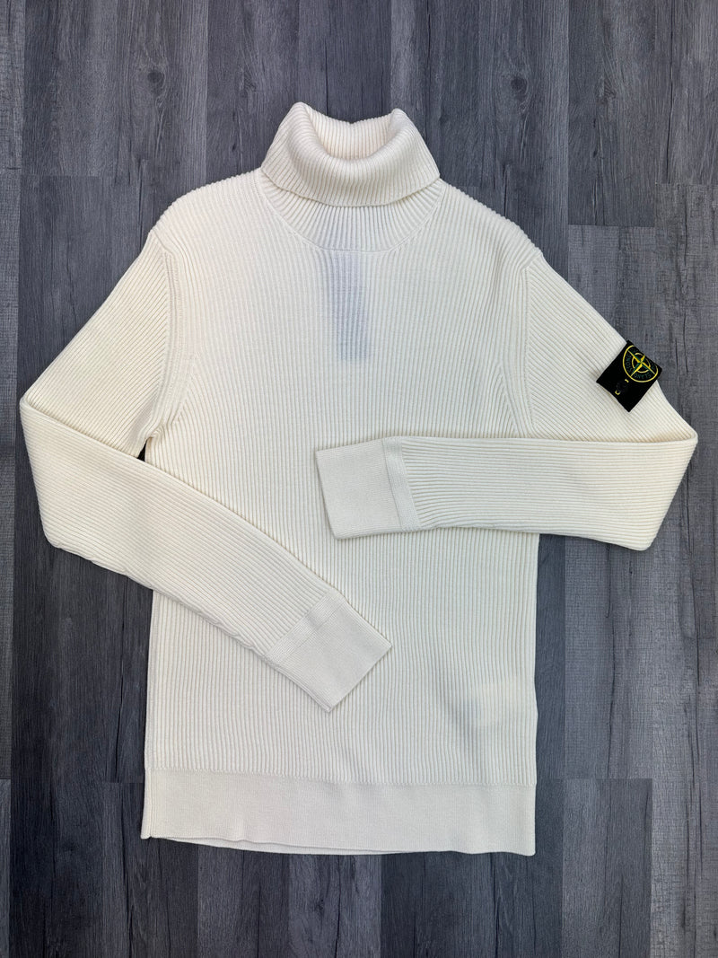 Stone Island Ribbed Turtle Neck Sweatshirt - Cream