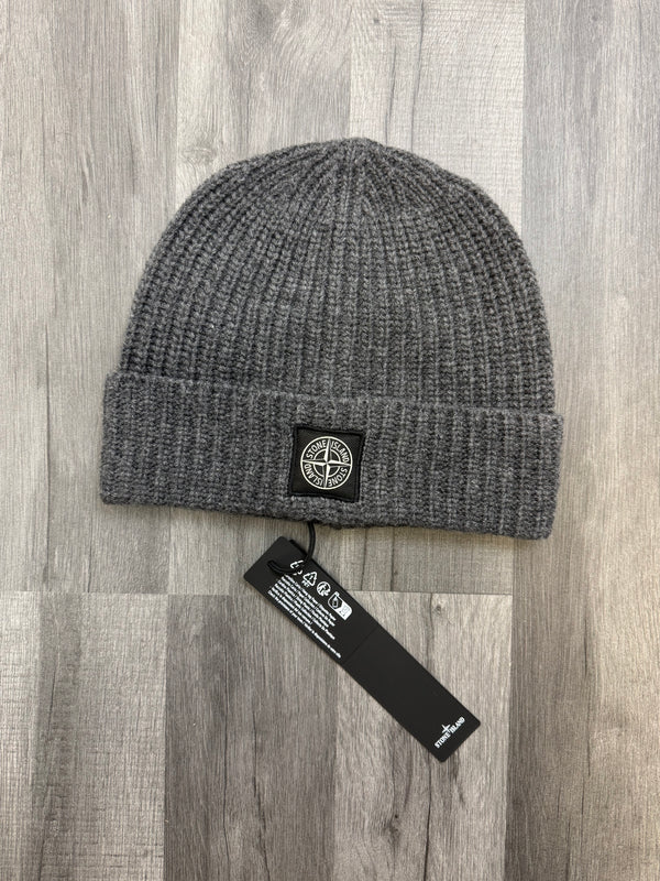 Stone Island Patch Logo Beanie - Grey
