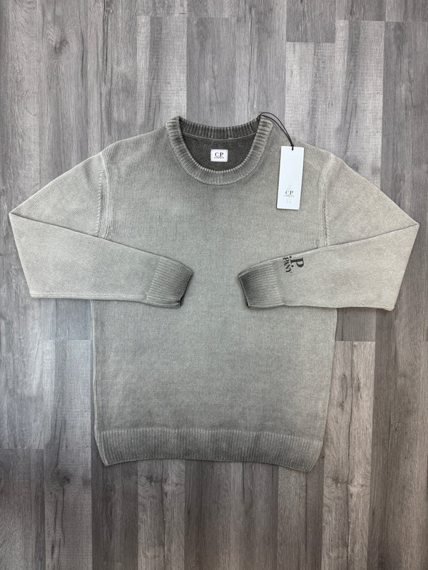 CP Company Logo Print Knit Sweatshirt - Grey