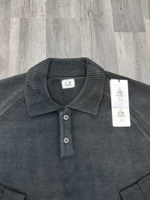 CP Company Polo Neck Knit Sweatshirt - Black