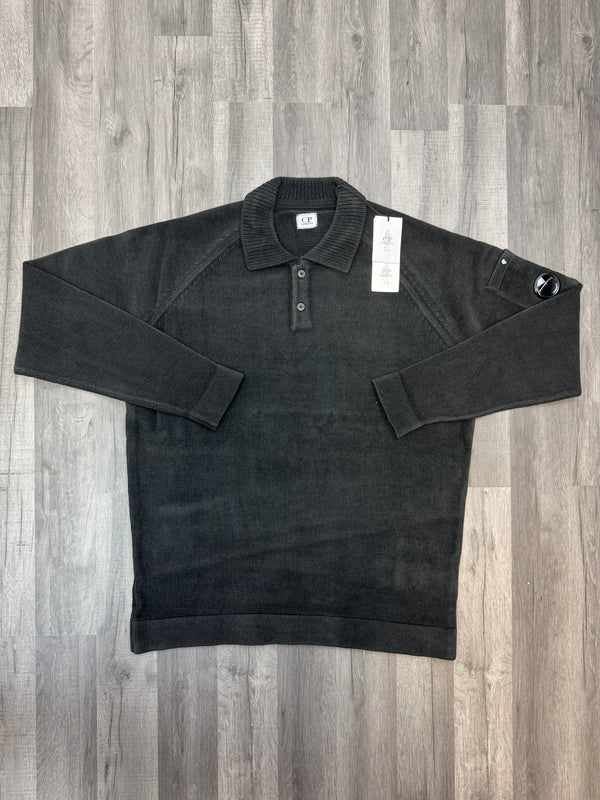 CP Company Polo Neck Knit Sweatshirt - Black