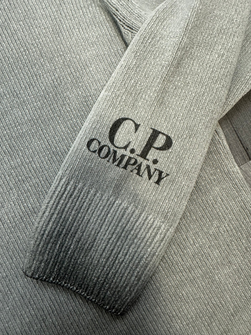 CP Company Logo Print Knit Sweatshirt - Grey