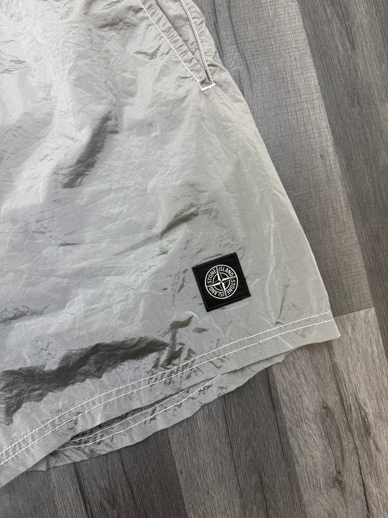 Stone Island Patch Logo Swim Shorts Grey