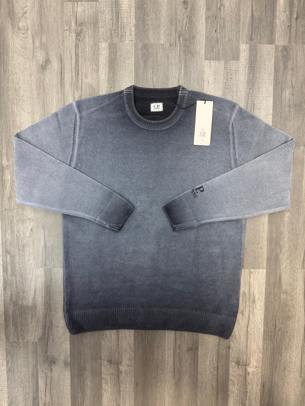 CP Company Logo Print Knit Sweatshirt - Blue