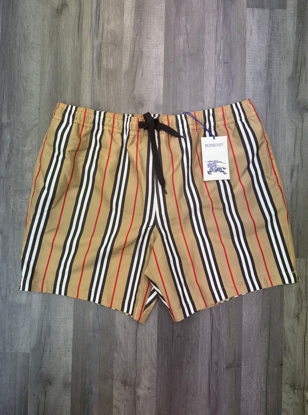 Burberry Striped Check Print Swim shorts - Beige