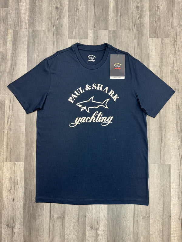 Paul And Shark Reflective Logo T-Shirt - Navy