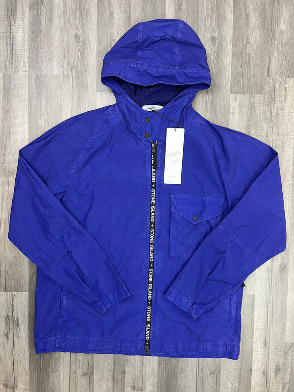 Stone Island Logo Trim Hooded Overshirt - Blue